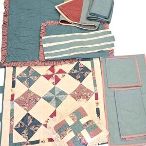 HUGE 14pc VTG Quilted Bedroom lot Patchwork art  Amish quilting Cottagecore Rose